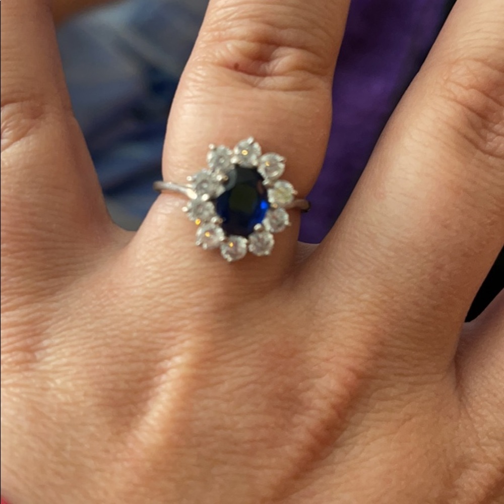 Princess Diana blue and white sapphire ring